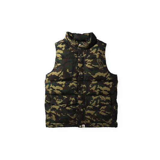A Bathing Ape X OVO Woodland Camo Down Vest - Green
