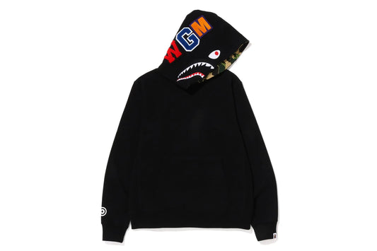 A Bathing Ape Shark Pullover Hoodie ABC Camo Green - Black Bape