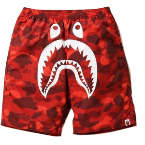 A Bathing Ape Color Camo Shark Beach Shorts - Red