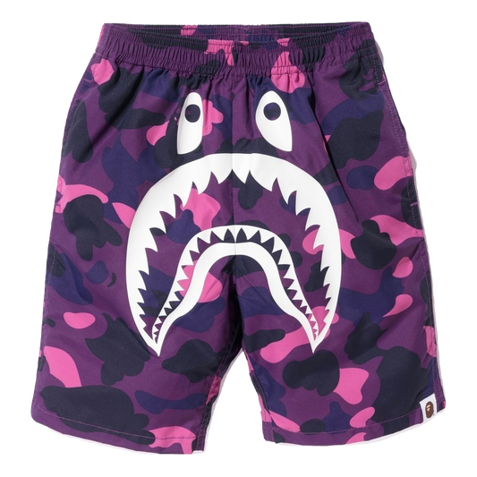 A Bathing Ape Color Camo Shark Beach Shorts - Purple