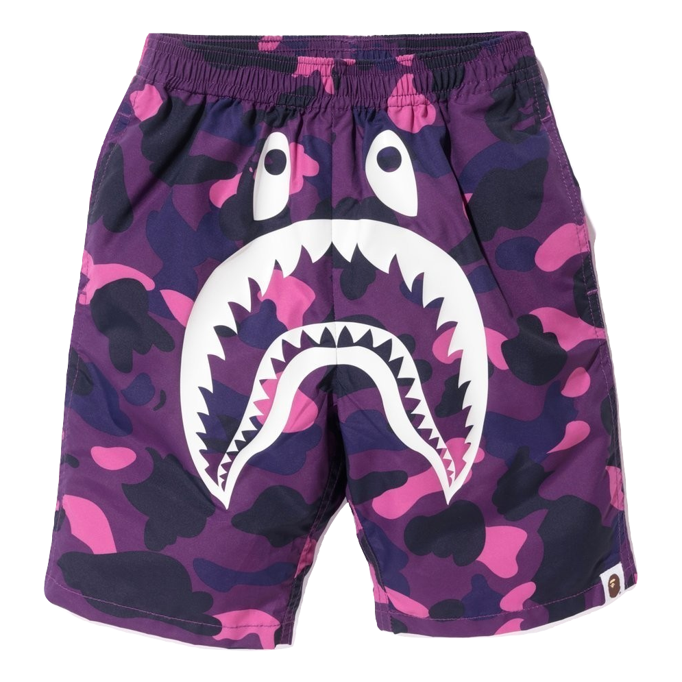 A Bathing Ape Color Camo Shark Beach Shorts - Purple