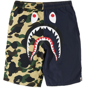 A Bathing Ape 1st Camo Shark Beach Short - Navy/Yellow Camo