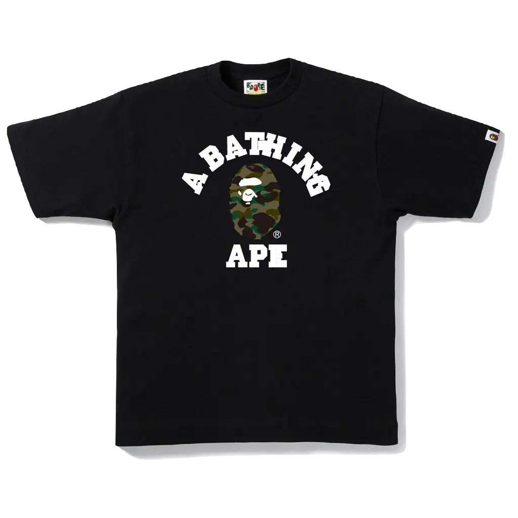 A Bathing Ape 1st Camo College Tee - Black/Green Camo Bape