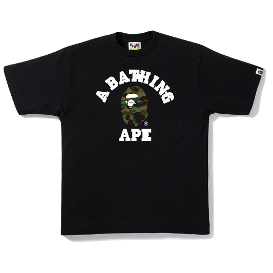 A Bathing Ape 1st Camo College Tee - Black/Green Camo - Used