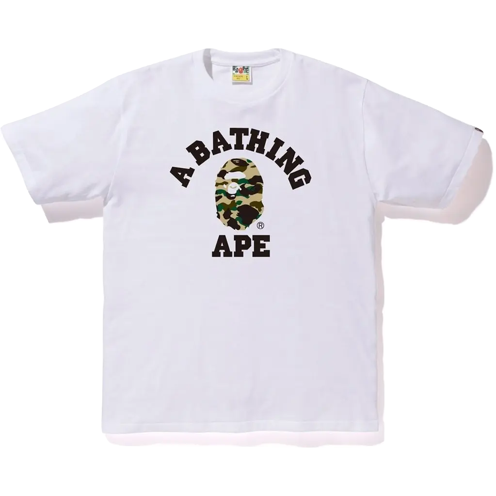 A Bathing Ape 1st Camo College Tee - White/Yellow Camo - Used Bape