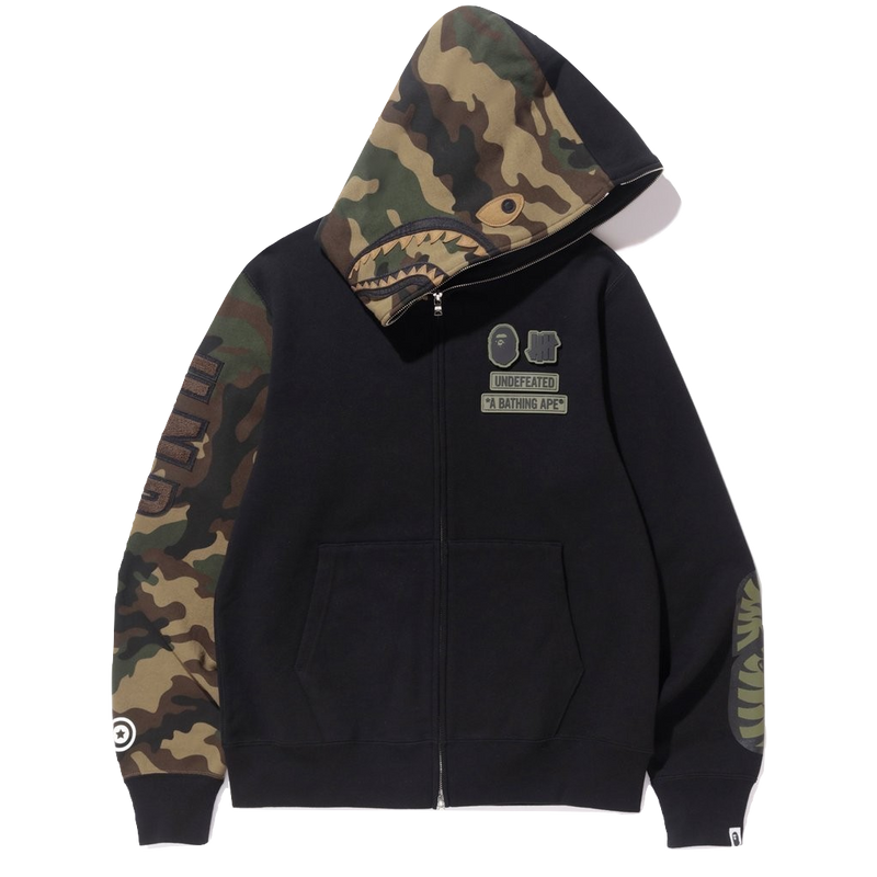 Bape X Undefeated Woodland Camo Shark Hoodie – Grails SF