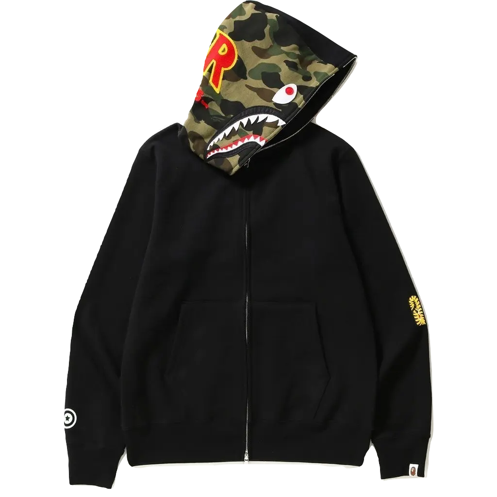 A Bathing Ape 2nd Shark Full Zip Hoodie - Black Bape