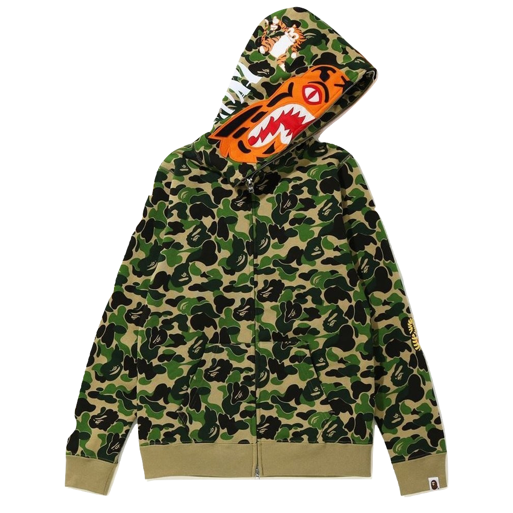 A Bathing Ape ABC Camo Tiger Full Zip Hoodie - Green Camo Bape