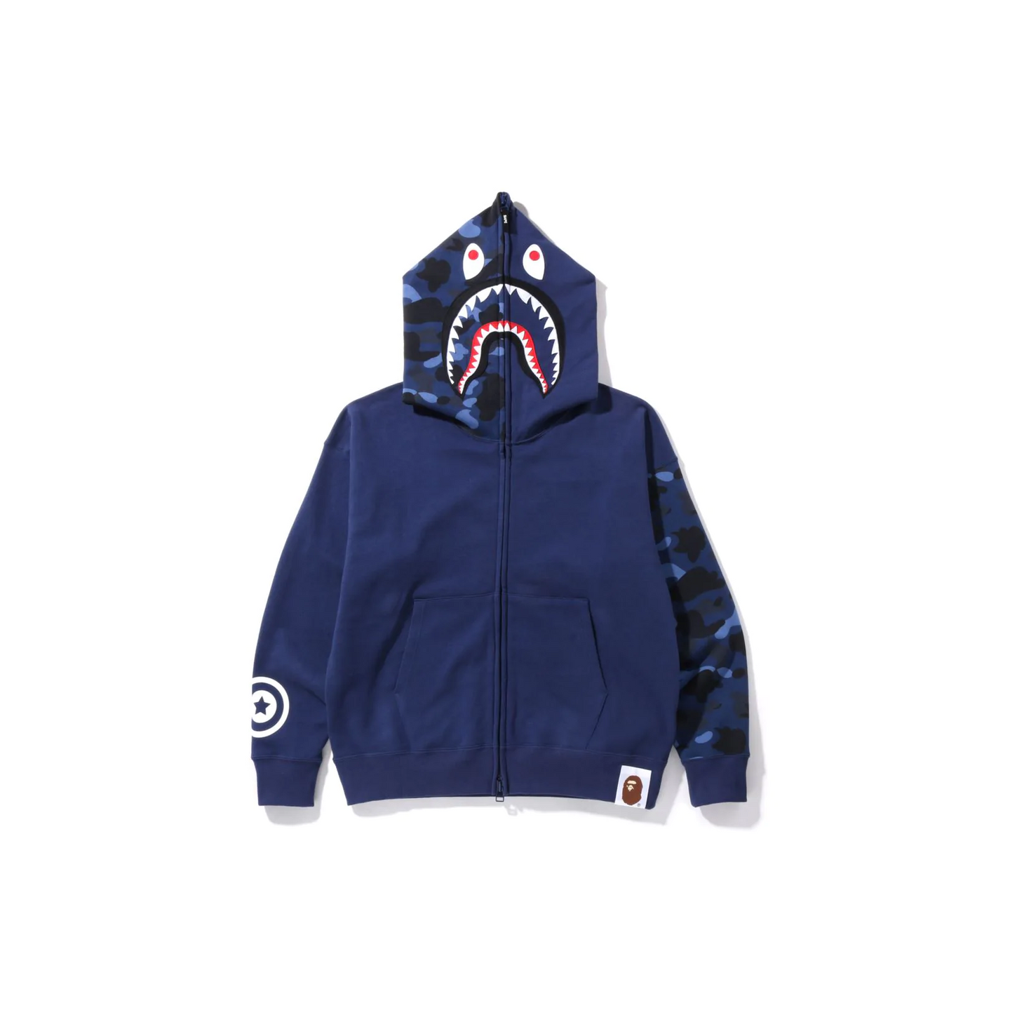 A Bathing Ape Color Camo Giant Shark Full Zip Hoodie Navy Grails SF