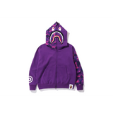 A Bathing Ape Color Camo Giant Shark Full Zip Hoodie - Purple