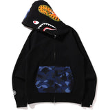 A Bathing Ape Color Camo Shark Full Zip Hoodie - Blue Color Camo/Black