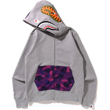 A Bathing Ape Color Camo Shark Full Zip Hoodie - Grey/Purple