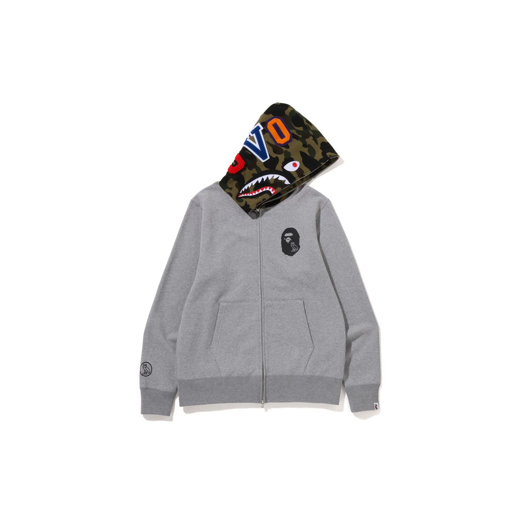 A Bathing Ape X OVO Ape Shark Zip Hoodie Grey/Green