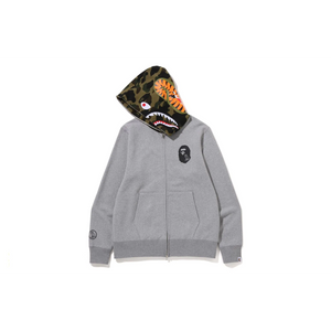 A Bathing Ape X OVO Ape Shark Zip Hoodie - Grey/Green Bape