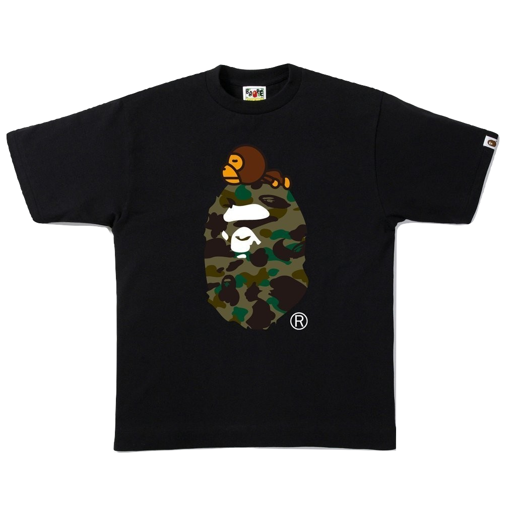 A Bathing Ape 1st Camo Milo on Big Ape Tee - Black/Green Camo