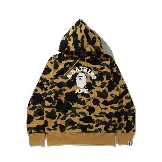 A Bathing Ape 1st Camo College Pullover Hoodie - Yellow Camo