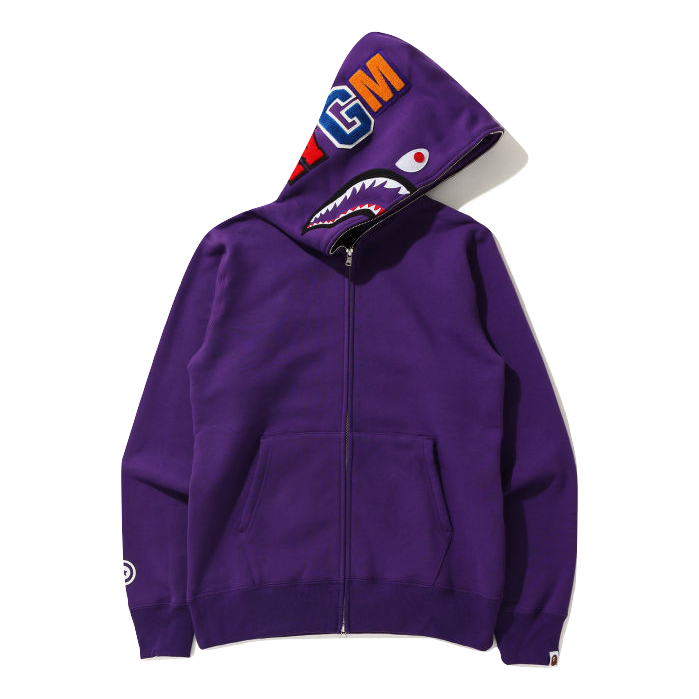 A Bathing Ape Shark Full Zip Hoodie WGM - Purple Bape