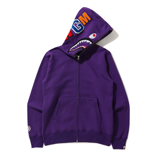 A Bathing Ape Shark Full Zip Hoodie WGM - Purple Bape