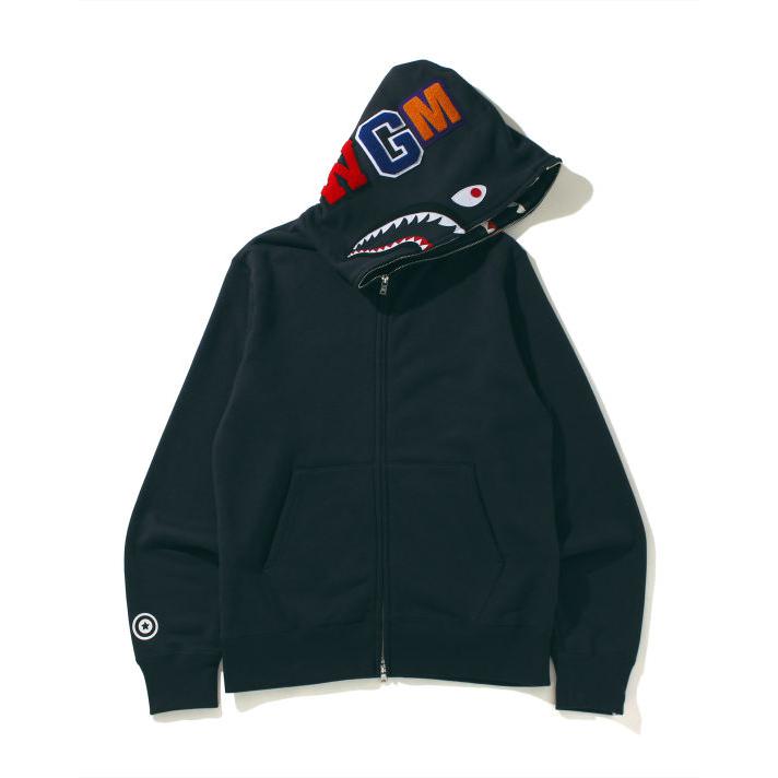 A Bathing Ape Double Side Shark Full Zip Hoodie - Black Bape