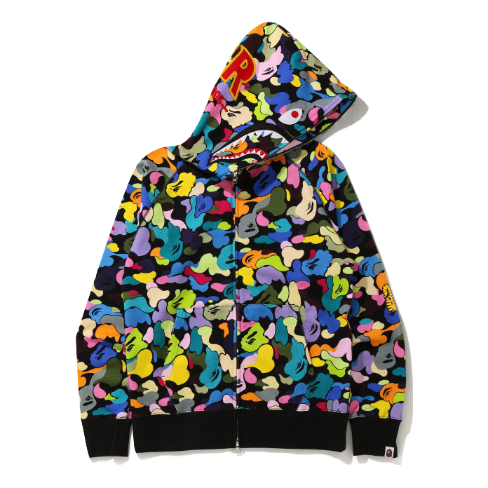 A Bathing Ape Shark Full Zip Hoodie - Black/ Multi Camo – Grails SF