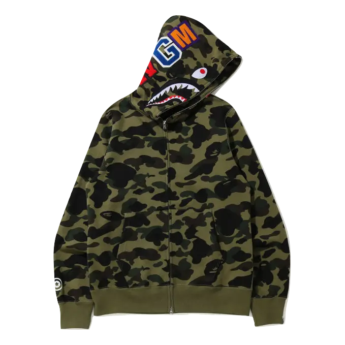 A Bathing Ape 1st Camo Shark Full Zip Hoodie WGM - Green Camo Bape