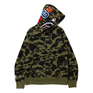 A Bathing Ape 1st Camo Shark Full Zip Hoodie WGM - Green Camo