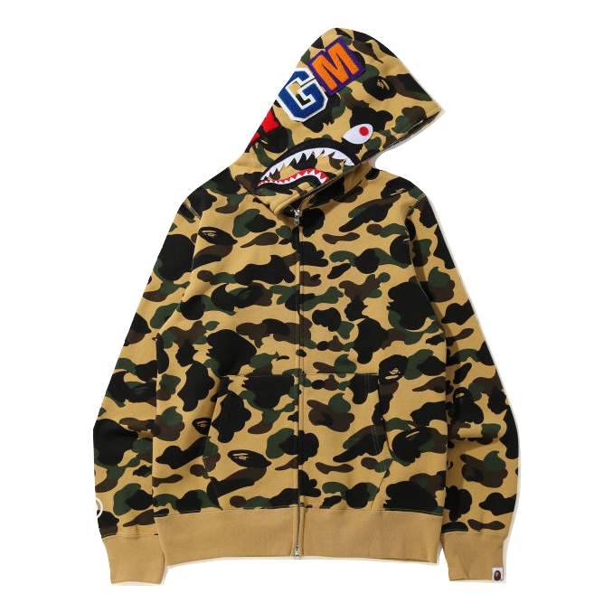 A Bathing Ape 1st Camo Shark Full Zip Hoodie WGM - Yellow Camo