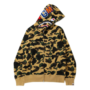 A Bathing Ape 1st Camo Shark Full Zip Hoodie WGM - Yellow Camo