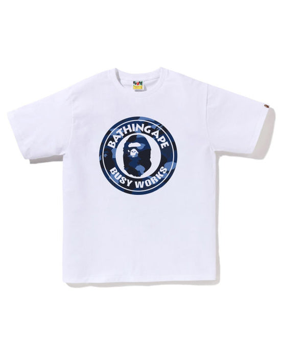 A Bathing Ape Color Camo Busy Works Tee - White/Navy