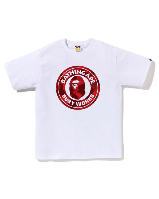 A Bathing Ape Color Camo Busy Works Tee - White/Red
