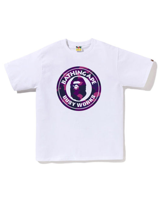 A Bathing Ape Color Camo Busy Works Tee - White/Purple
