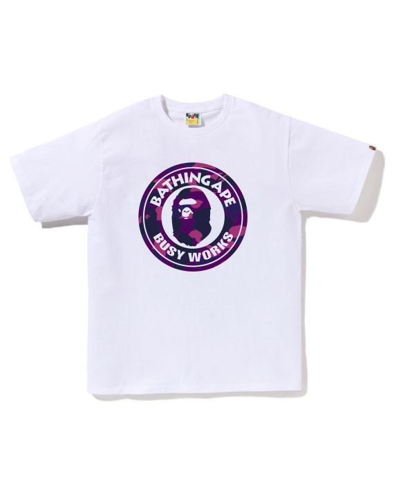 A Bathing Ape Color Camo Busy Works Tee - White/Purple