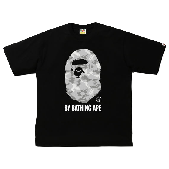 A Bathing Ape Digital Camo By Bathing Ape Tee - Black/Grey Bape