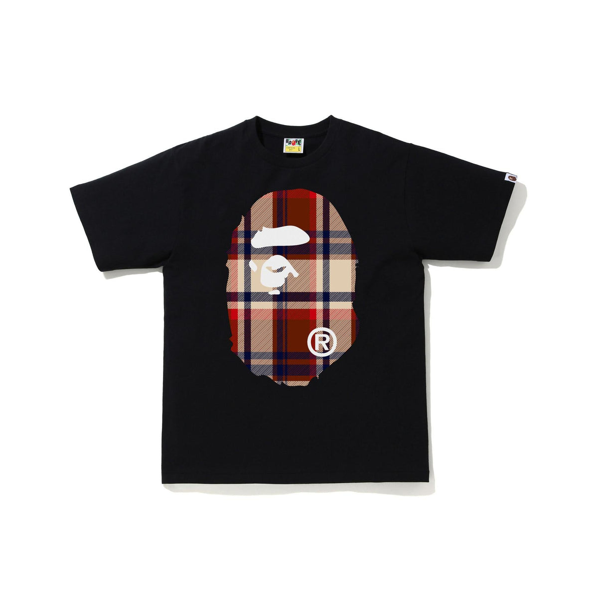 A Bathing Ape Bape Check Big Ape Head Tee - Black Bape