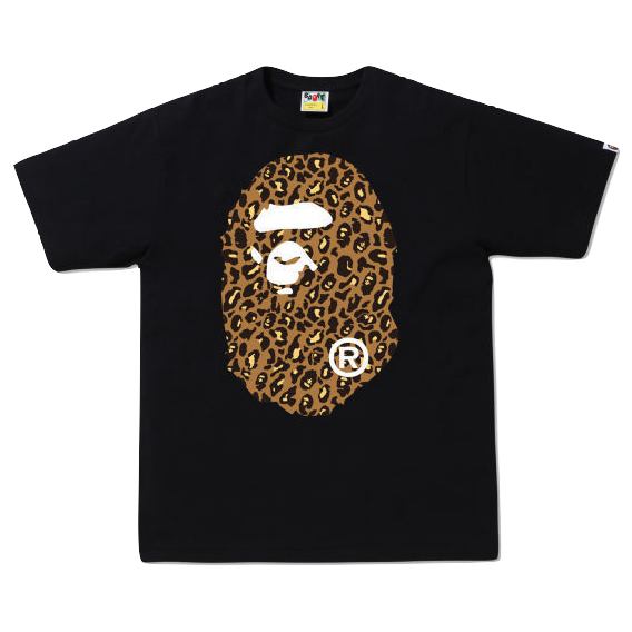 A Bathing Ape Leopard Big Ape Head Tee - Black/Brown Bape