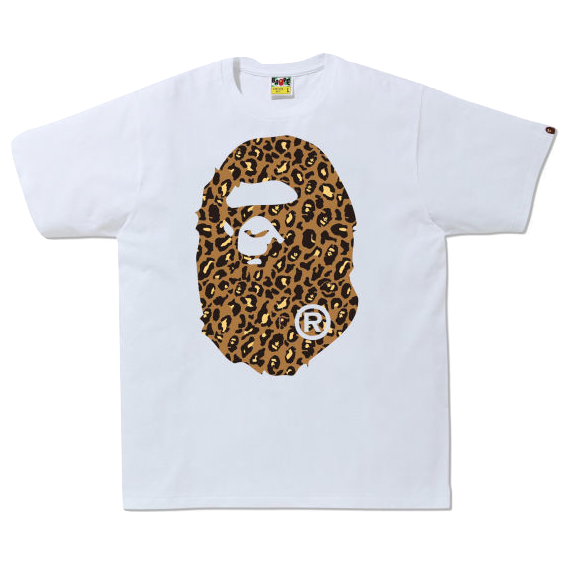 A Bathing Ape Leopard Big Ape Head Tee - White/Brown Bape