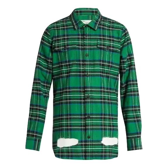 Off White Diag Spray Check Flannel Shirt - Green OFF-WHITE