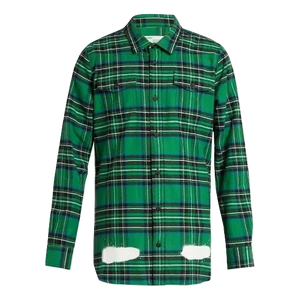 Off White Diag Spray Check Flannel Shirt - Green OFF-WHITE
