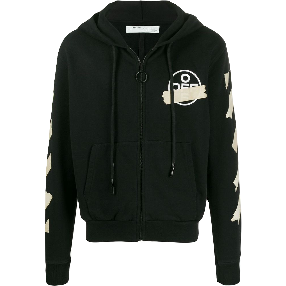 Off-White Tape Arrows Over Zip Up Hoodie - Black Off-White