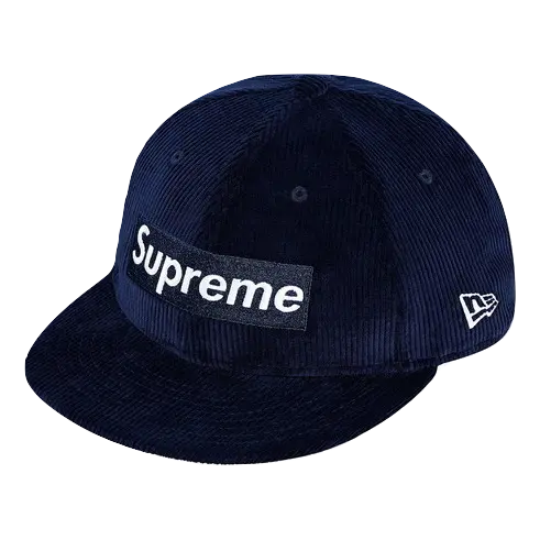 Supreme Corduroy Box Logo New Era Cap - Navy Supreme
