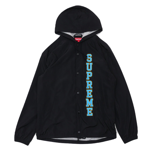 Supreme Vertical Logo Hooded Coaches Jacket - Black