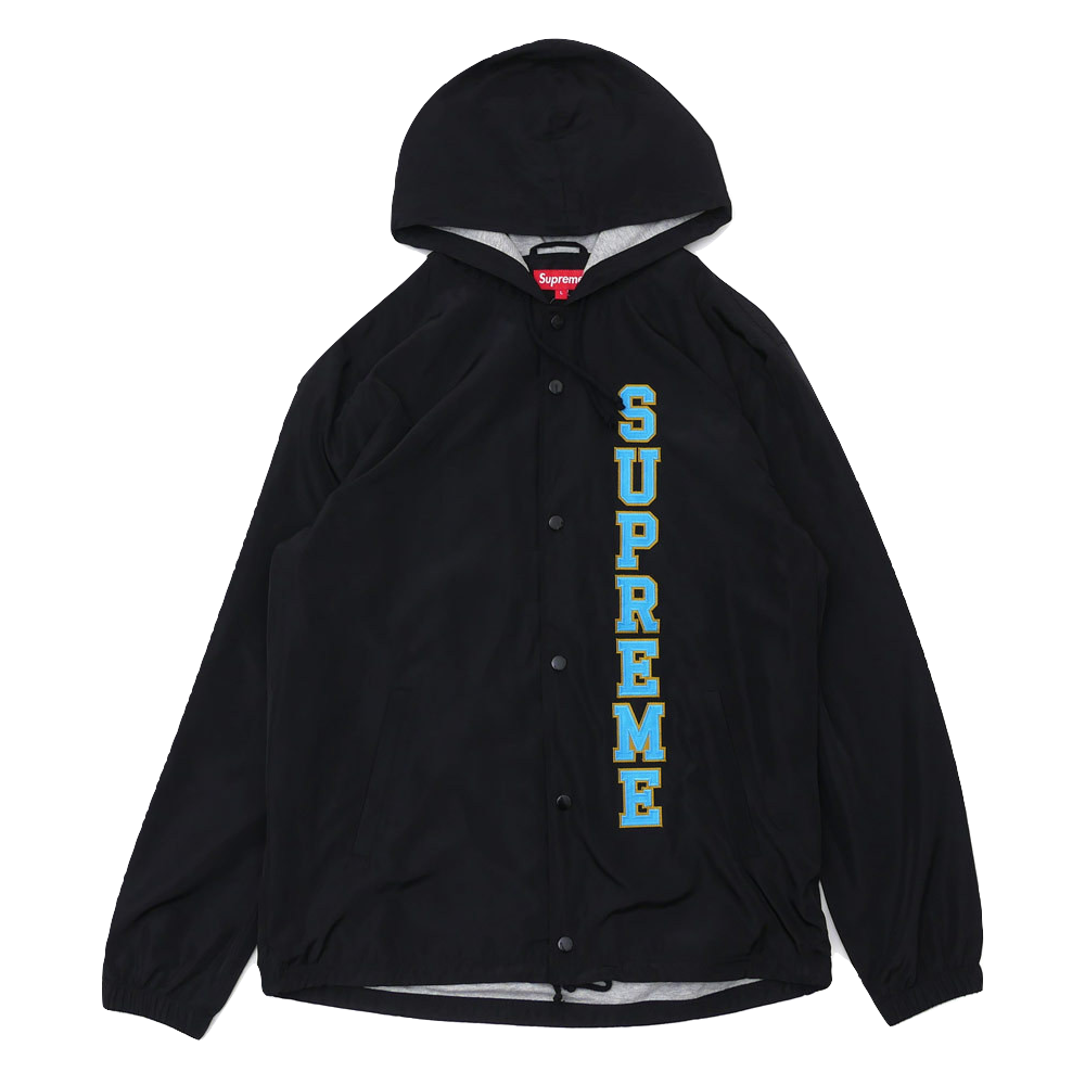 Supreme Vertical Logo Hooded Coaches Jacket - Black
