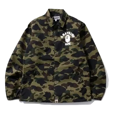 A Bathing Ape 1st Camo College Coaches Jacket - Green - Used Bape