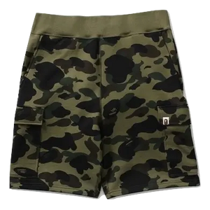 A Bathing Ape 1st Camo 6Pocket Sweat Shorts - Green Camo - Used Bape