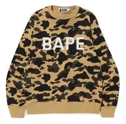 Bape 1st Camo Crewneck - Yellow Camo - Used Bape