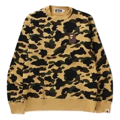 A Bathing Ape 1st Camo Ape Head Crewneck - Yellow Camo Bape