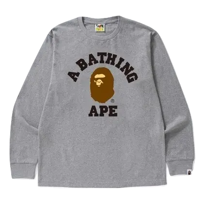 A Bathing Ape College Long Sleeve - Grey Bape