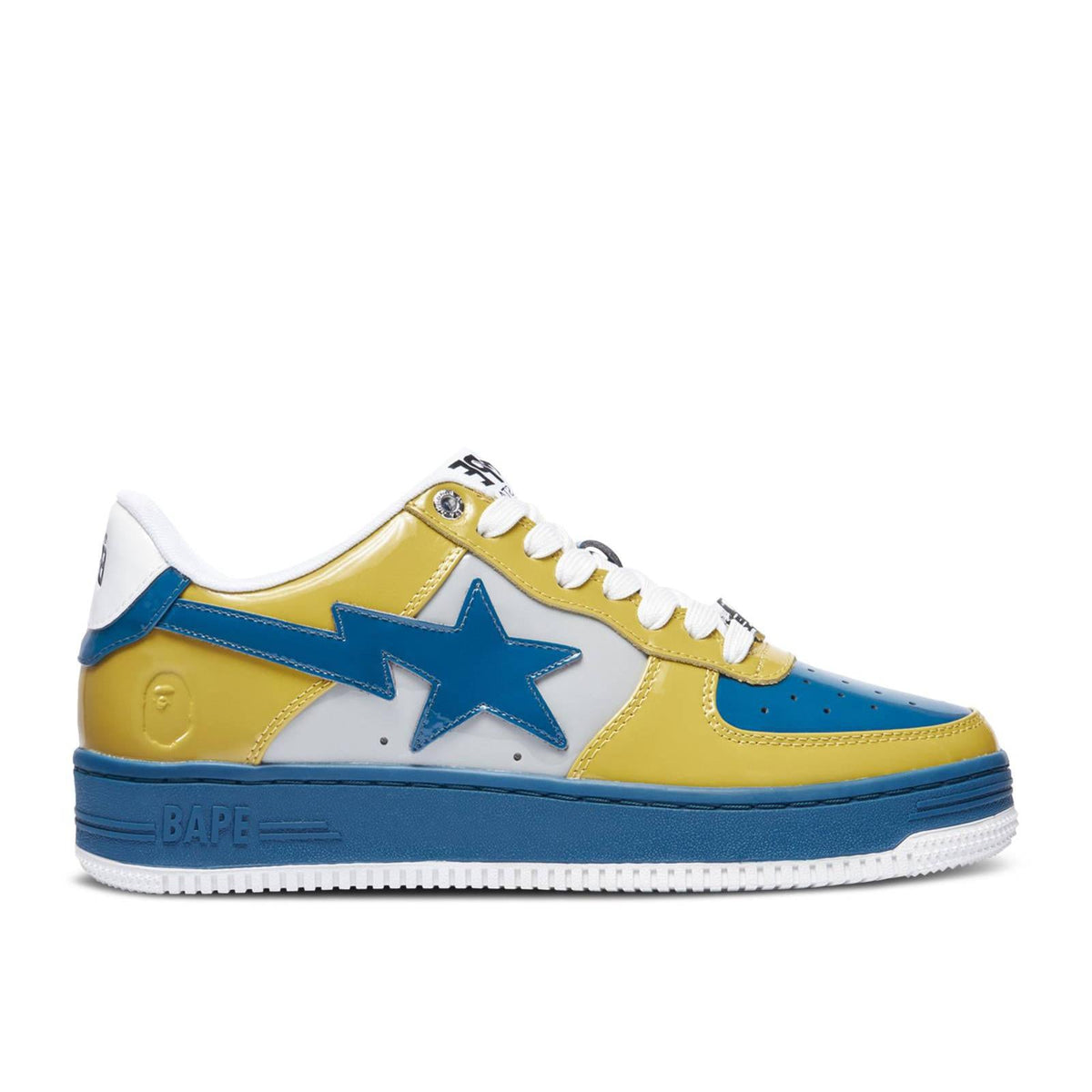 A Bathing Ape Bapesta Low M1 Patent 2022 - Gray x Yellow Bape