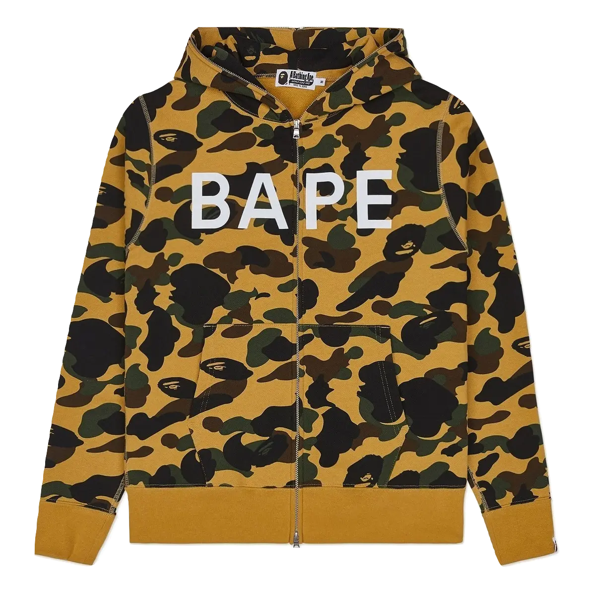 A Bathing Ape 1st Camo Wide Full Zip Hoodie - Yellow Camo Bape
