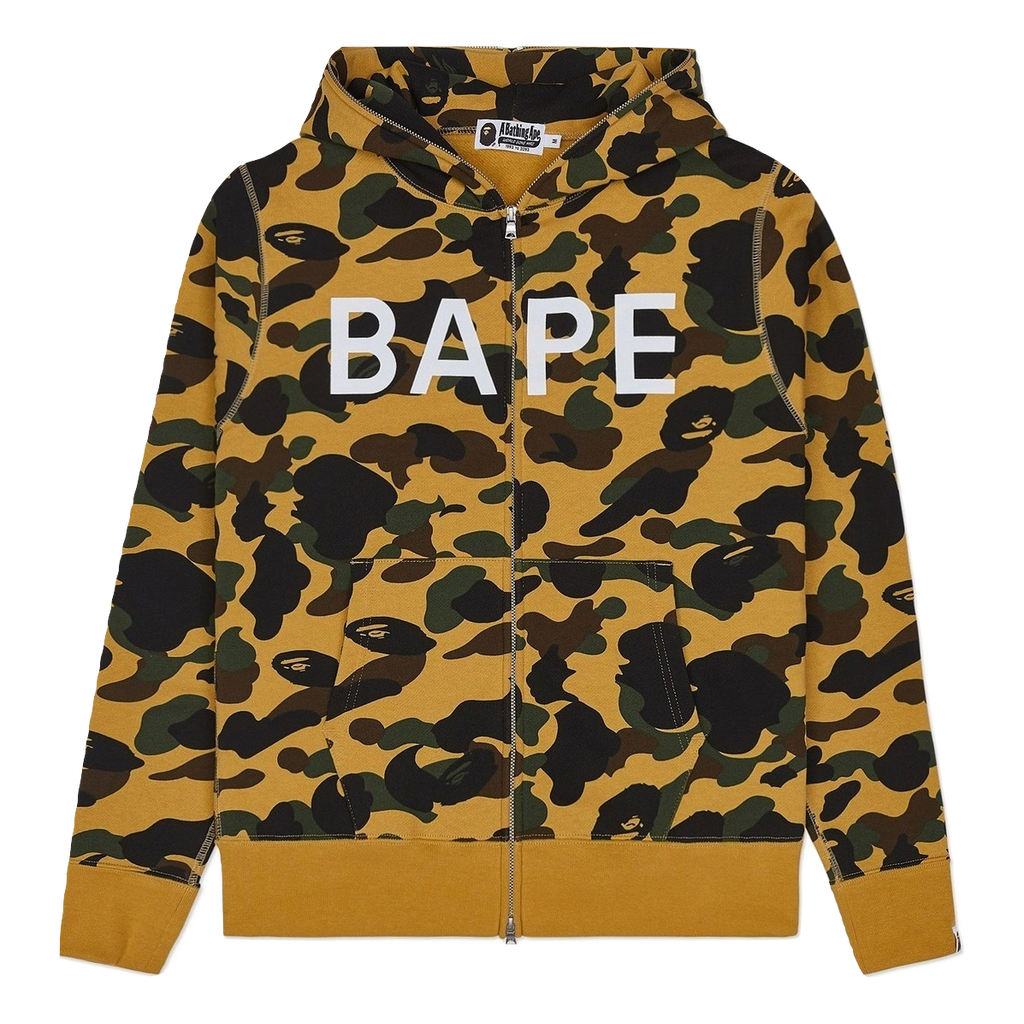 A Bathing Ape 1st Camo Wide Full Zip Hoodie - Yellow Camo